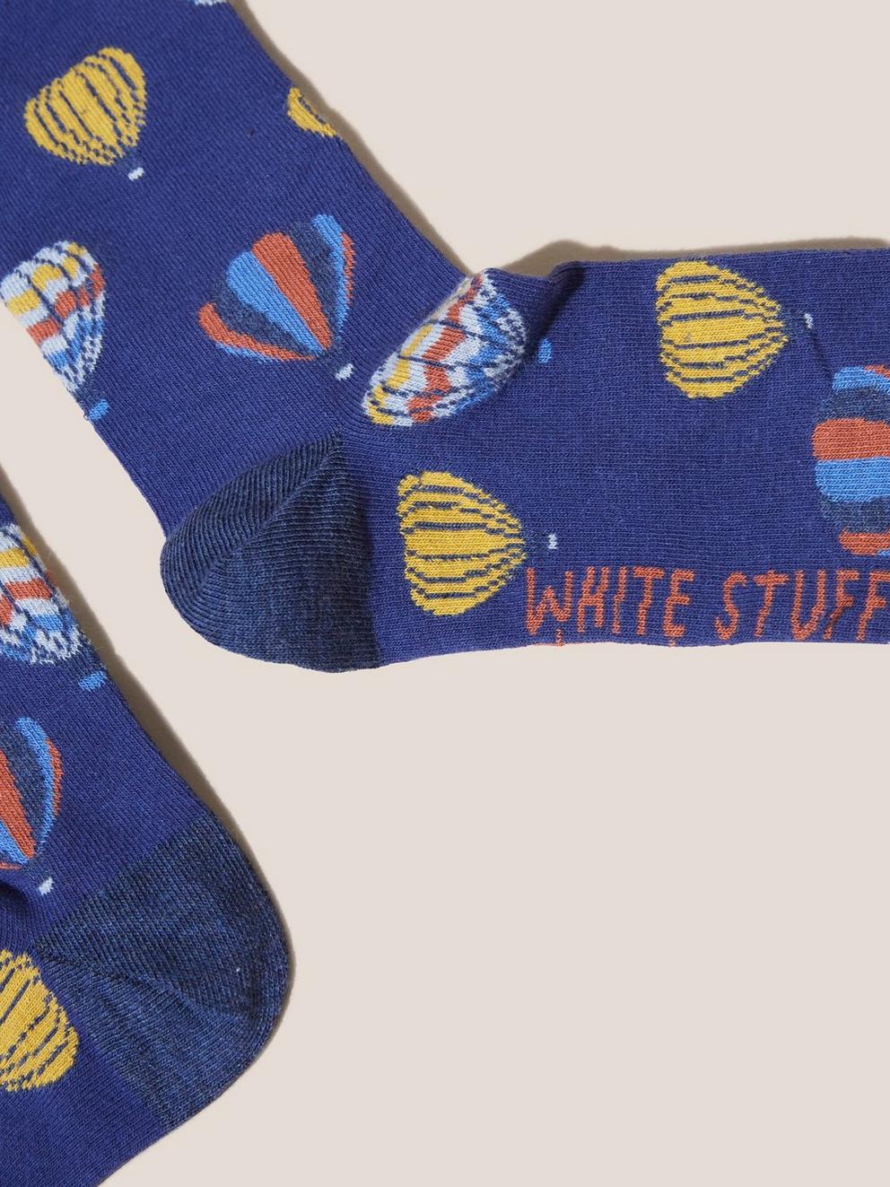 Hot Air Balloon Socks in NAVY MULTI - FLAT FRONT