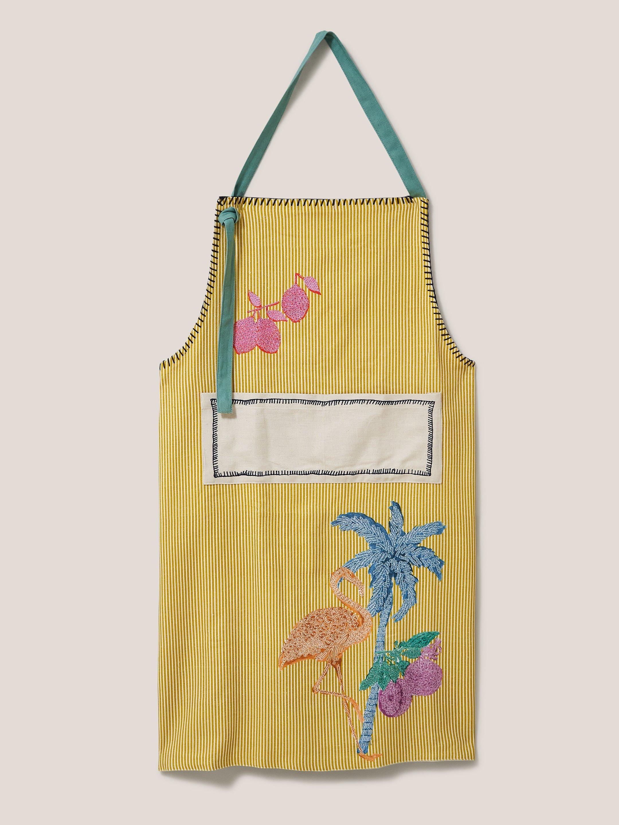 Flamingo Apron in YELLOW MLT - MODEL FRONT