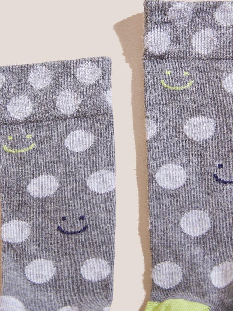 Smiley Spot Sock in GREY MLT - FLAT DETAIL