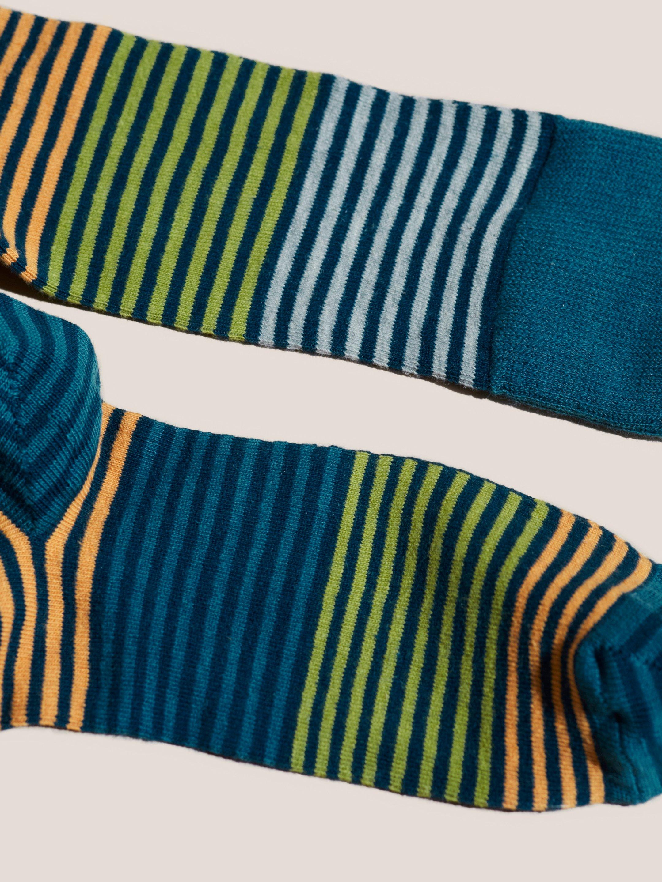 Block Stripe Sock in TEAL MLT - FLAT DETAIL