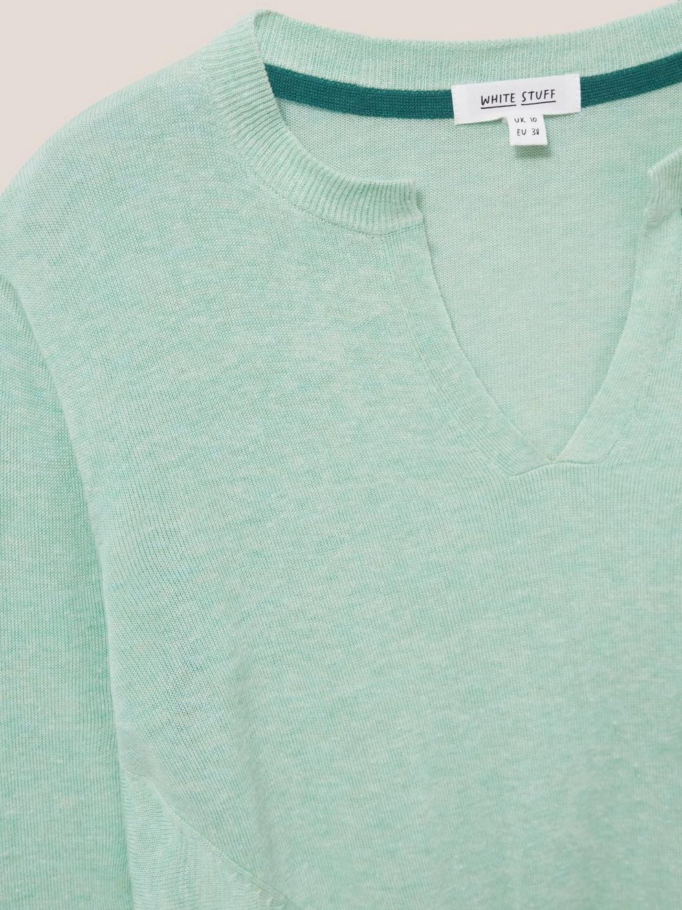 TIE HEM JUMPER in LGT TEAL - FLAT DETAIL