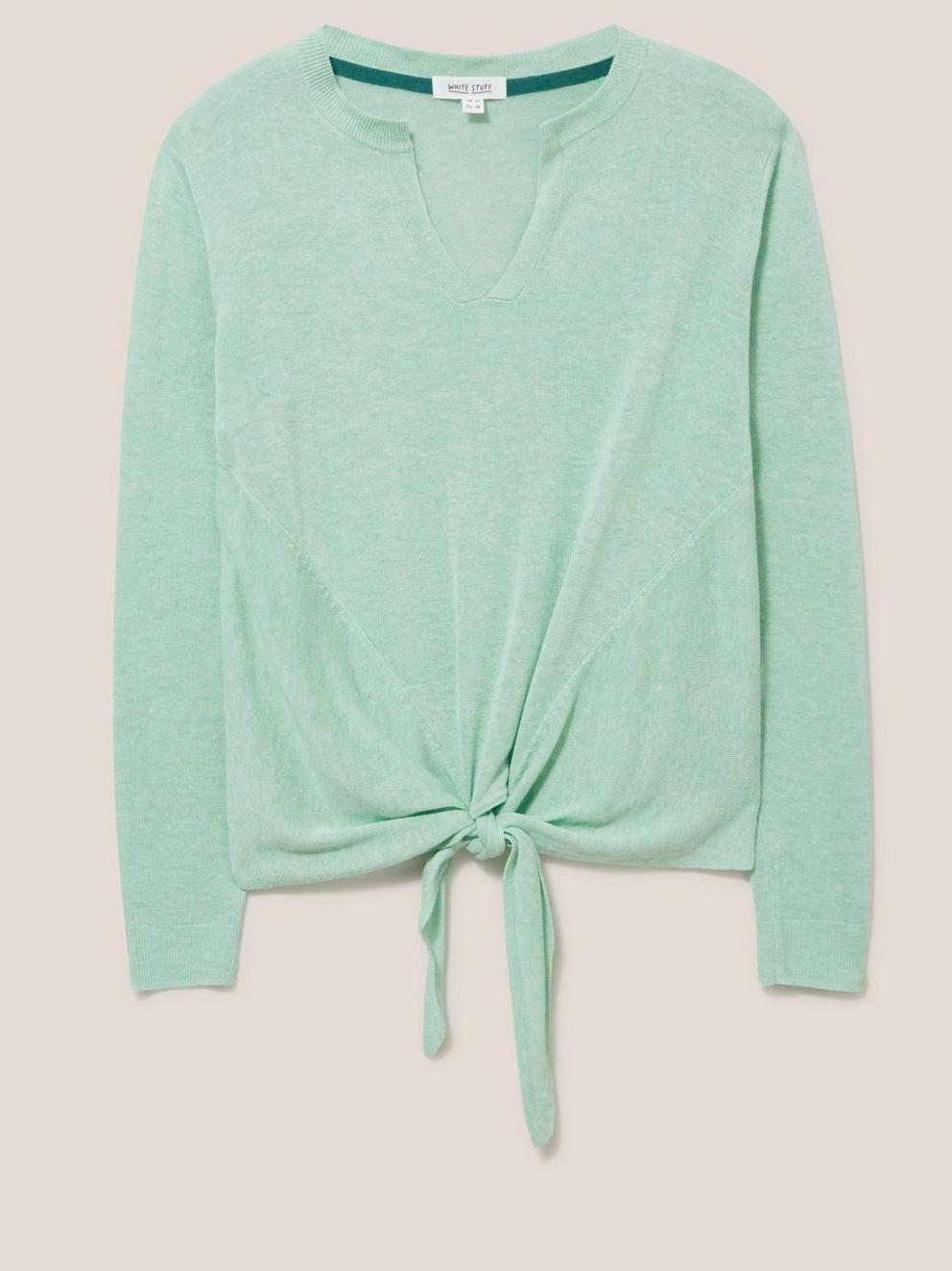 TIE HEM JUMPER in LGT TEAL - FLAT FRONT