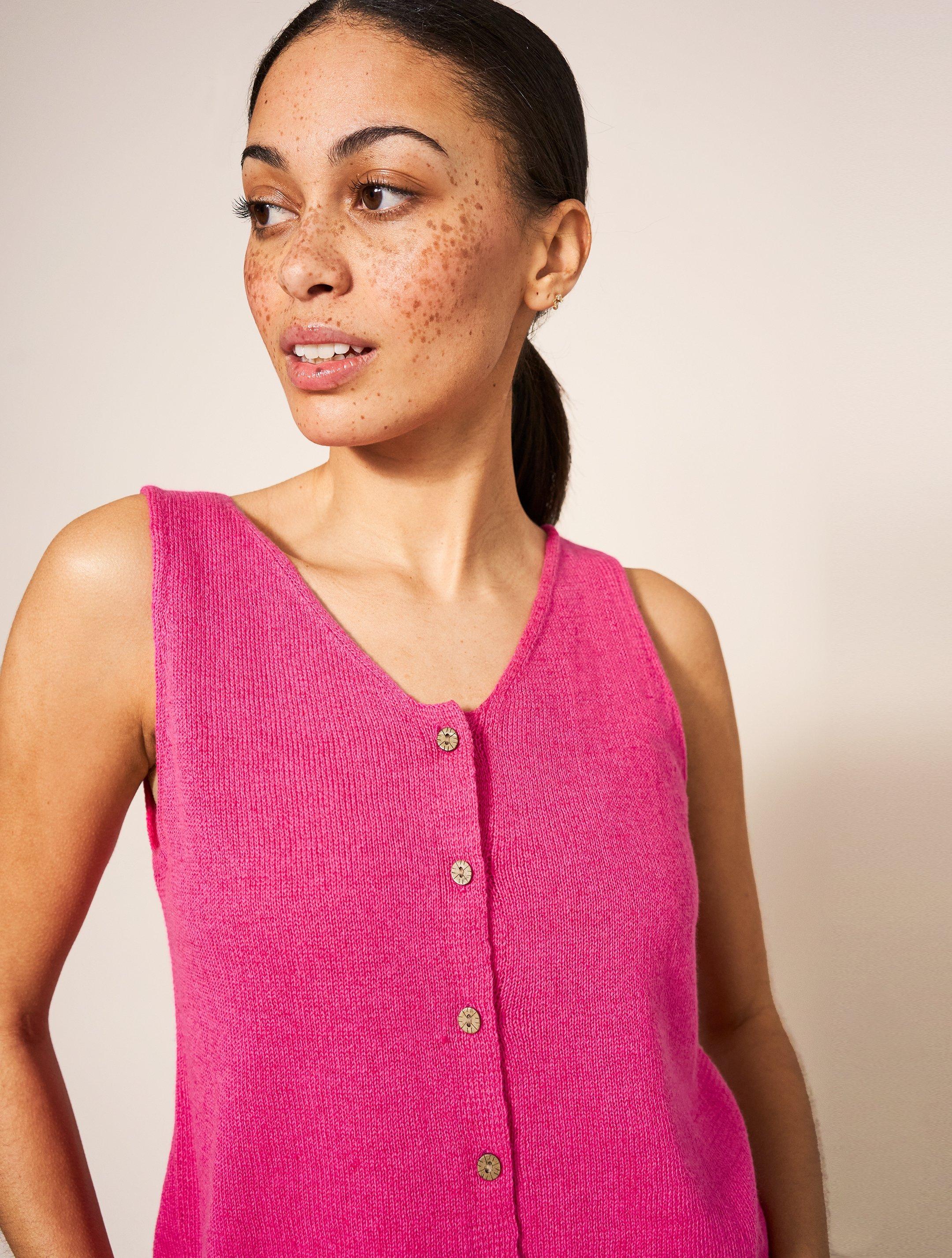 DAISY KNITTED VEST in BRIGHT PINK