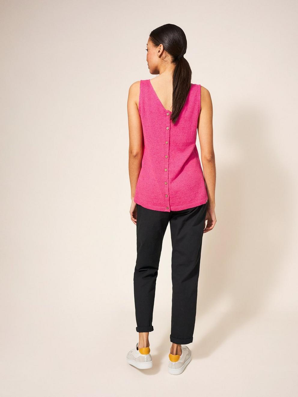 DAISY KNITTED VEST in BRT PINK - MODEL BACK