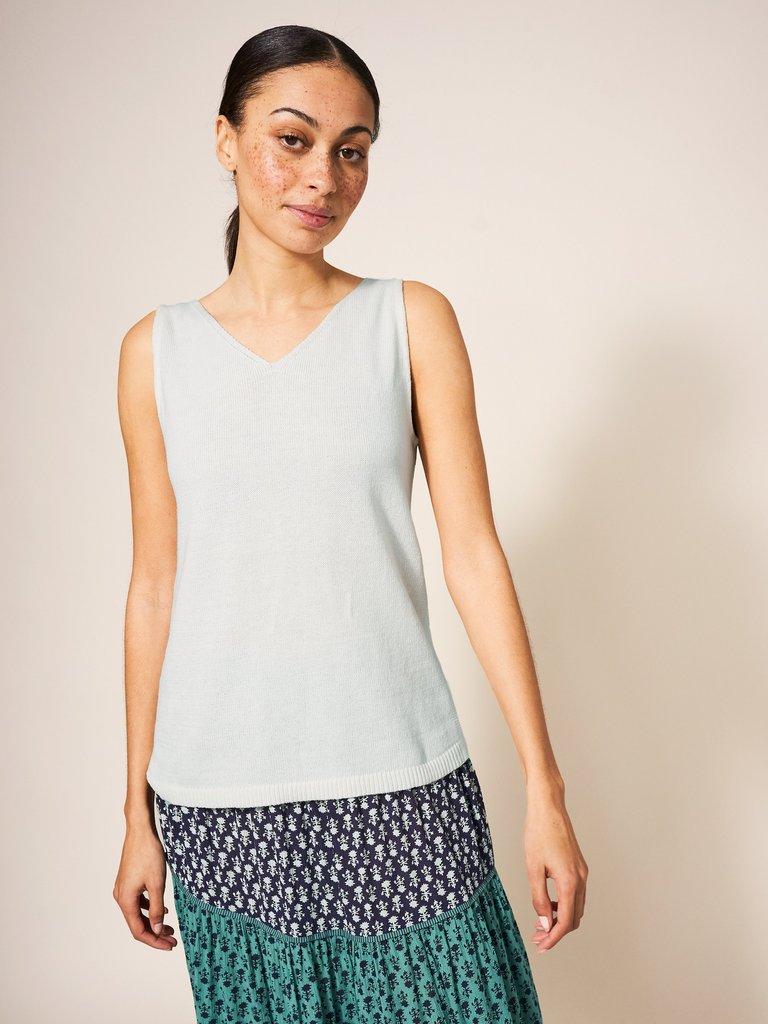 DAISY KNITTED VEST in LGT NAT - LIFESTYLE