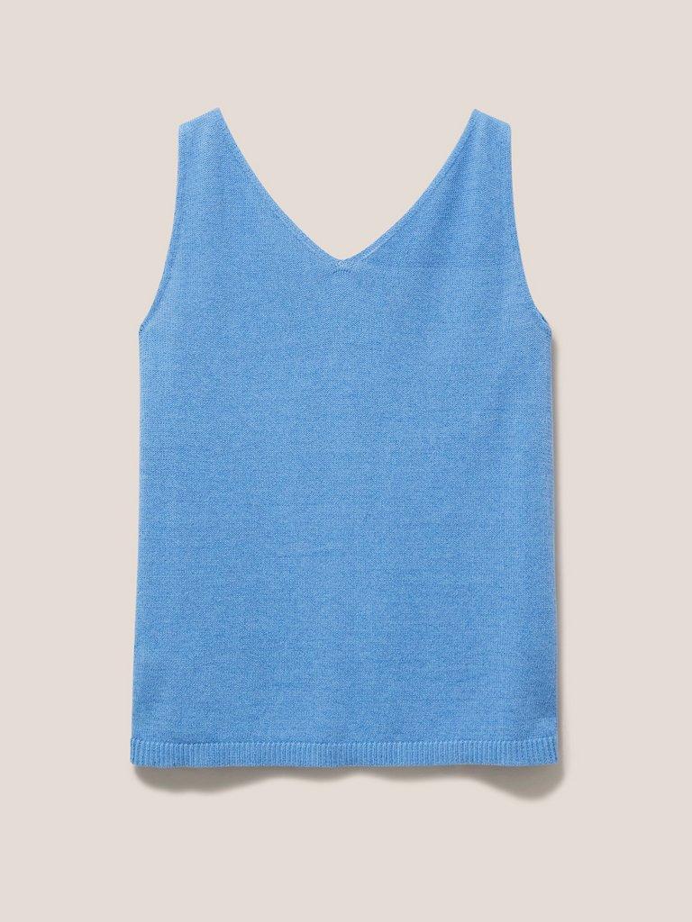 DAISY KNITTED VEST in MID BLUE - FLAT BACK