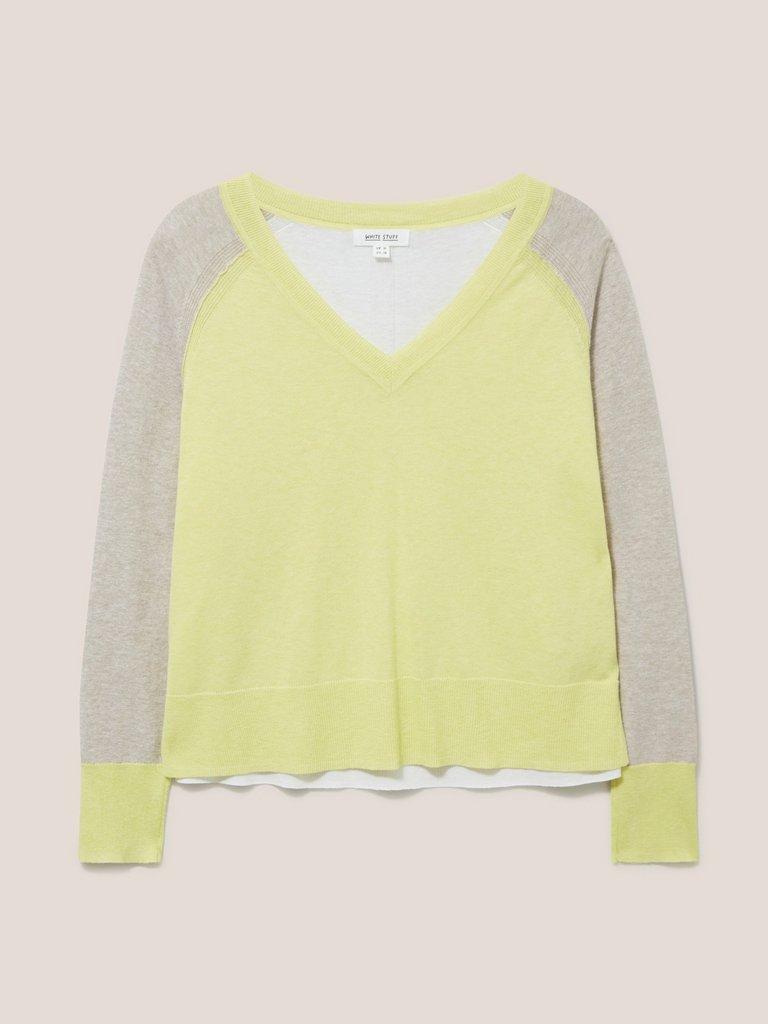 CARRIE COLOURBLOCK JUMPER in YELLOW MLT - FLAT FRONT