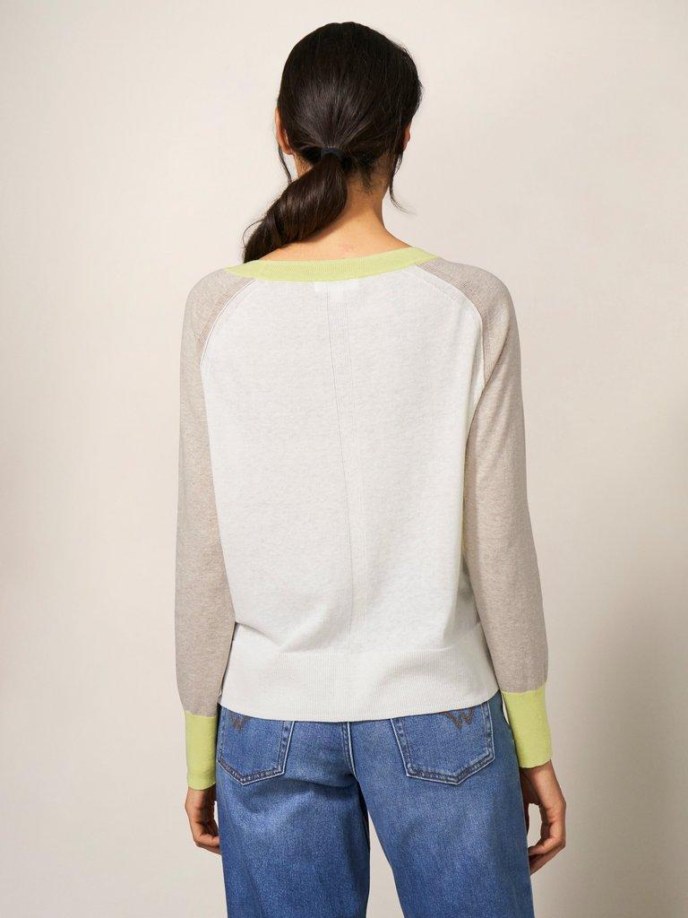 CARRIE COLOURBLOCK JUMPER in YELLOW MLT - MODEL BACK