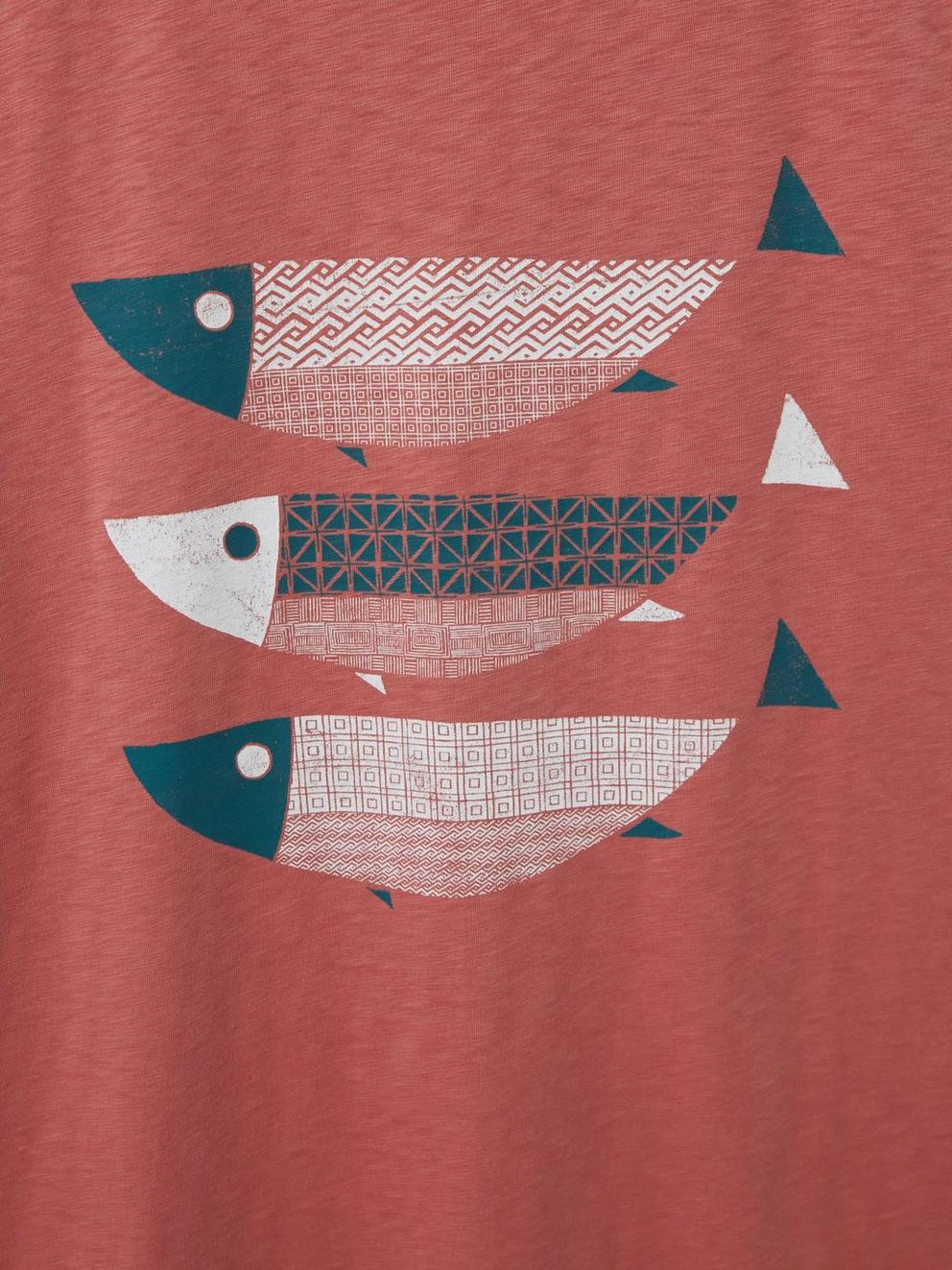 Fish Graphic Tee in DK PINK - FLAT DETAIL