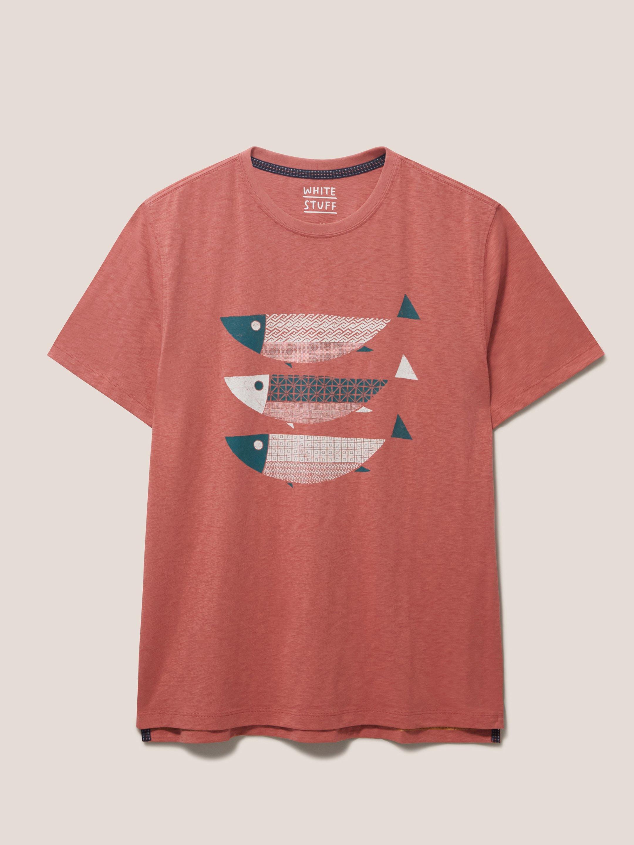 Fish Graphic Tee in DK PINK - FLAT FRONT