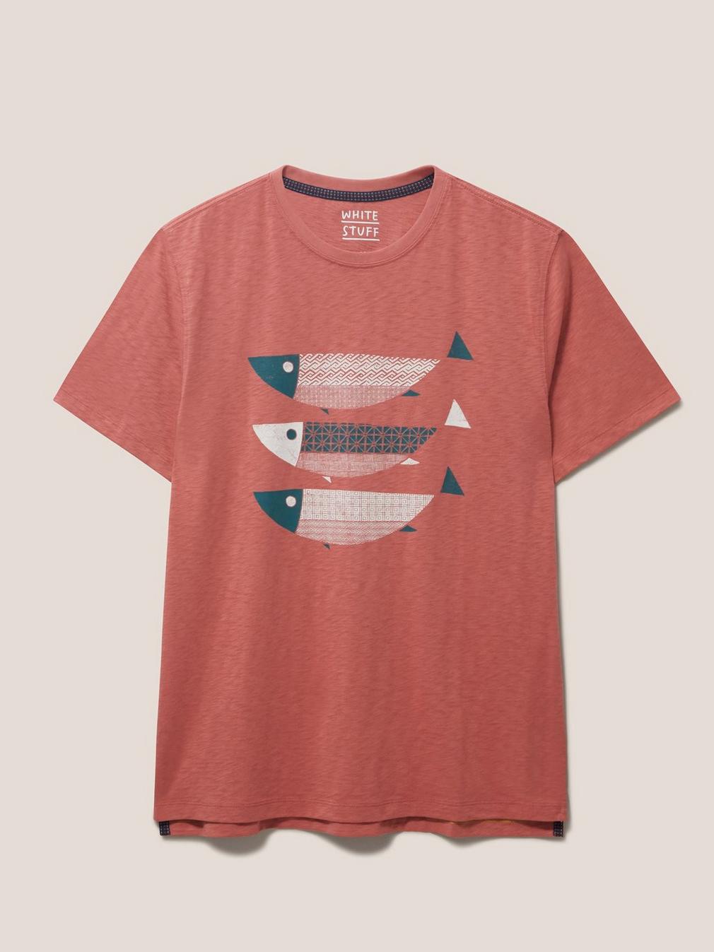 Fish Graphic Tee in DK PINK - FLAT FRONT