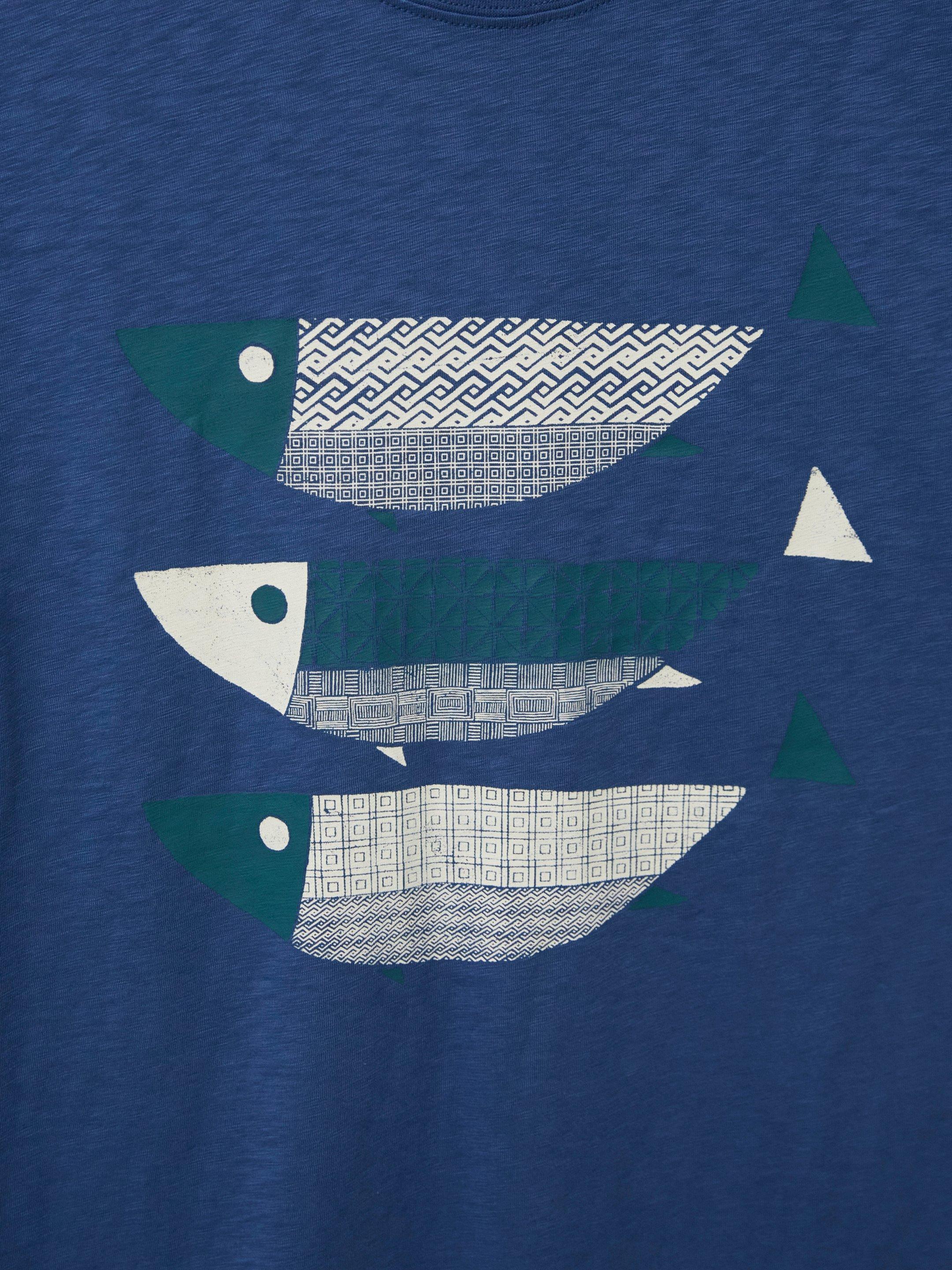 Fish Graphic Tee in MID BLUE - FLAT DETAIL