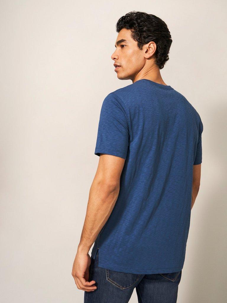 Fish Graphic Tee in MID BLUE - MODEL BACK