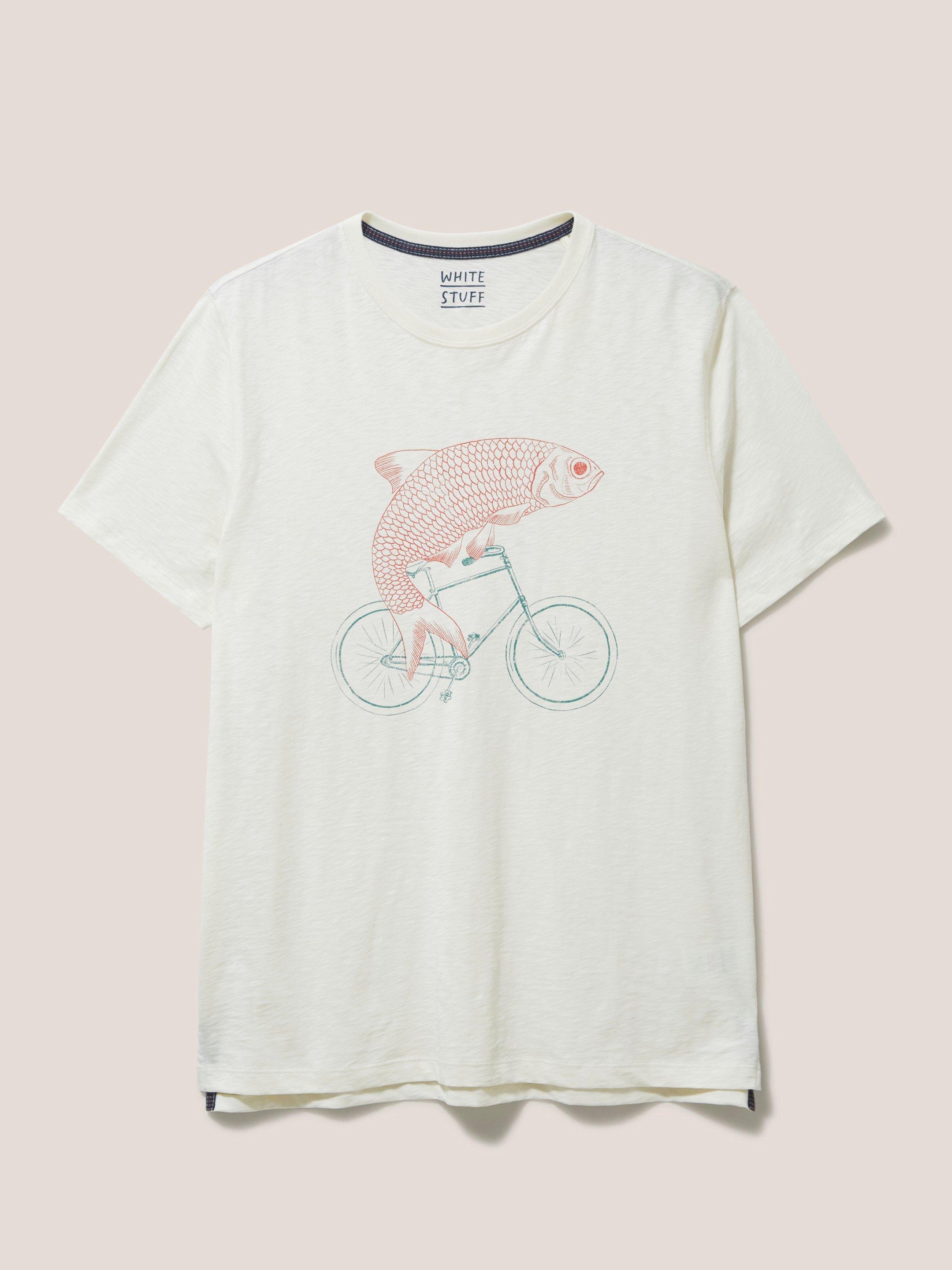 Fish on a Bike Graphic Tee in NAT WHITE - FLAT FRONT