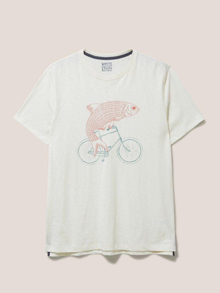 Fish on a Bike Graphic Tee in NAT WHITE - FLAT FRONT