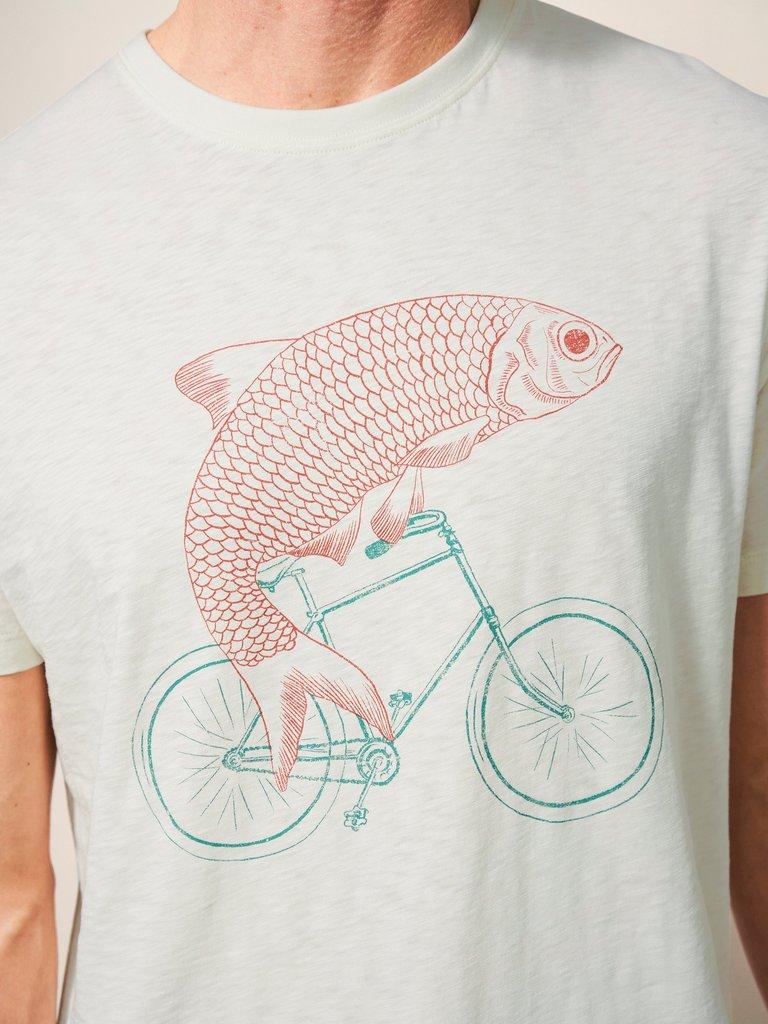 Fish on a Bike Graphic Tee in NAT WHITE - MODEL DETAIL