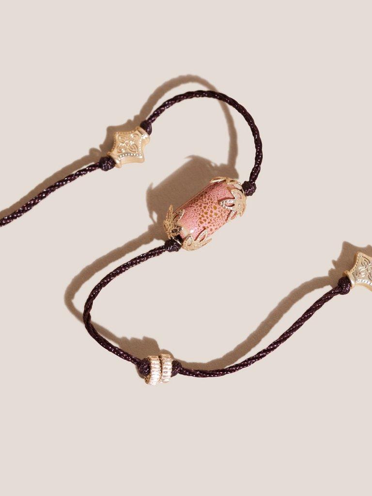 Cord Stone Necklace in DUS PINK - FLAT FRONT