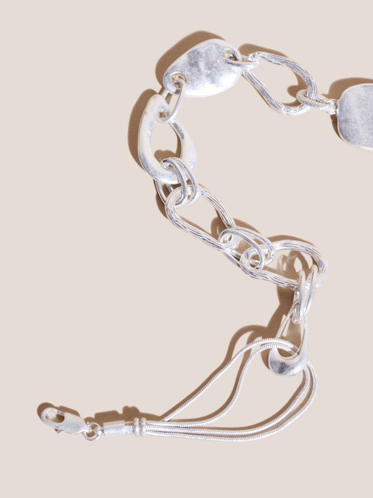 Large Link Hammered Necklace in SLV TN MET - FLAT FRONT