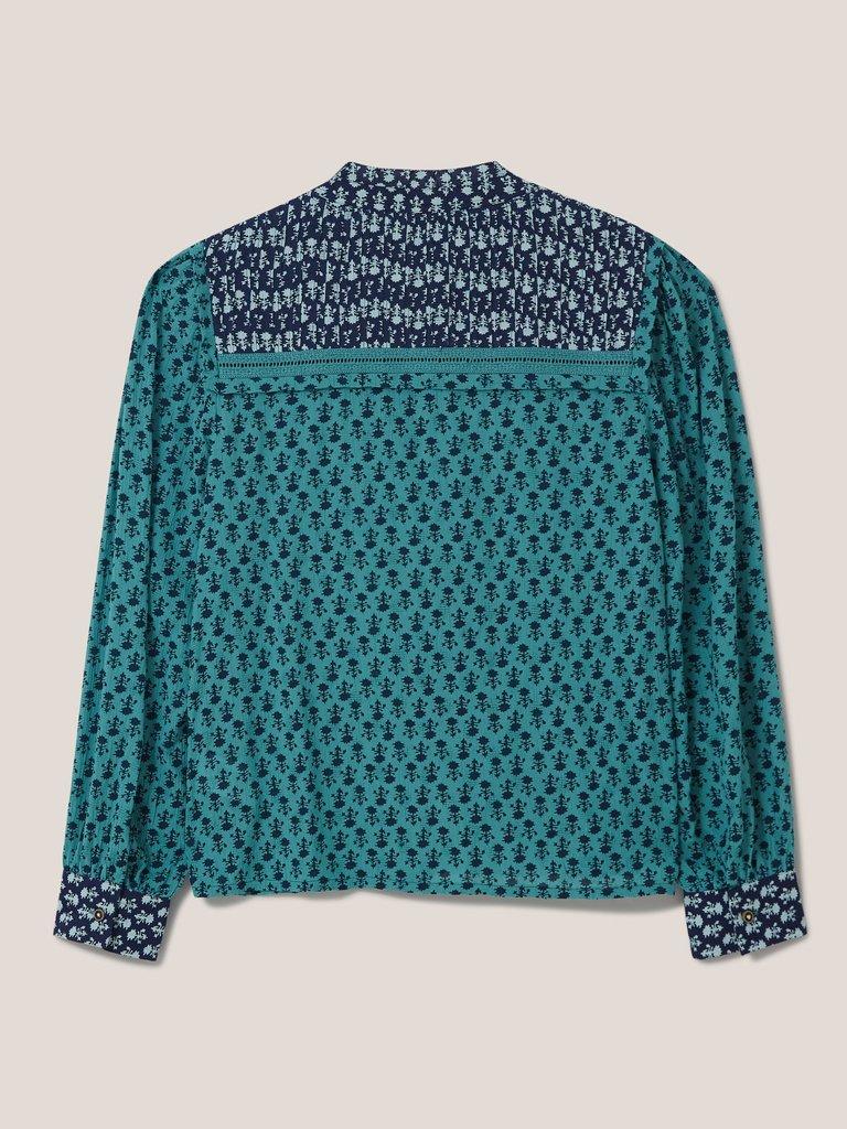 Mabel Mixed Print Shirt in TEAL MLT - FLAT BACK
