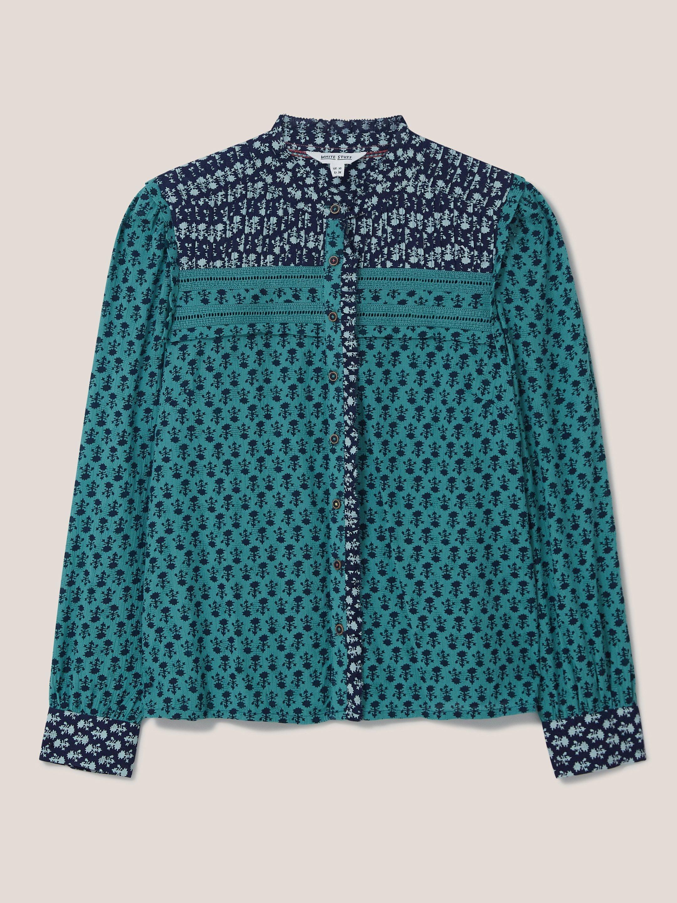 Mabel Mixed Print Shirt in TEAL MLT - FLAT FRONT