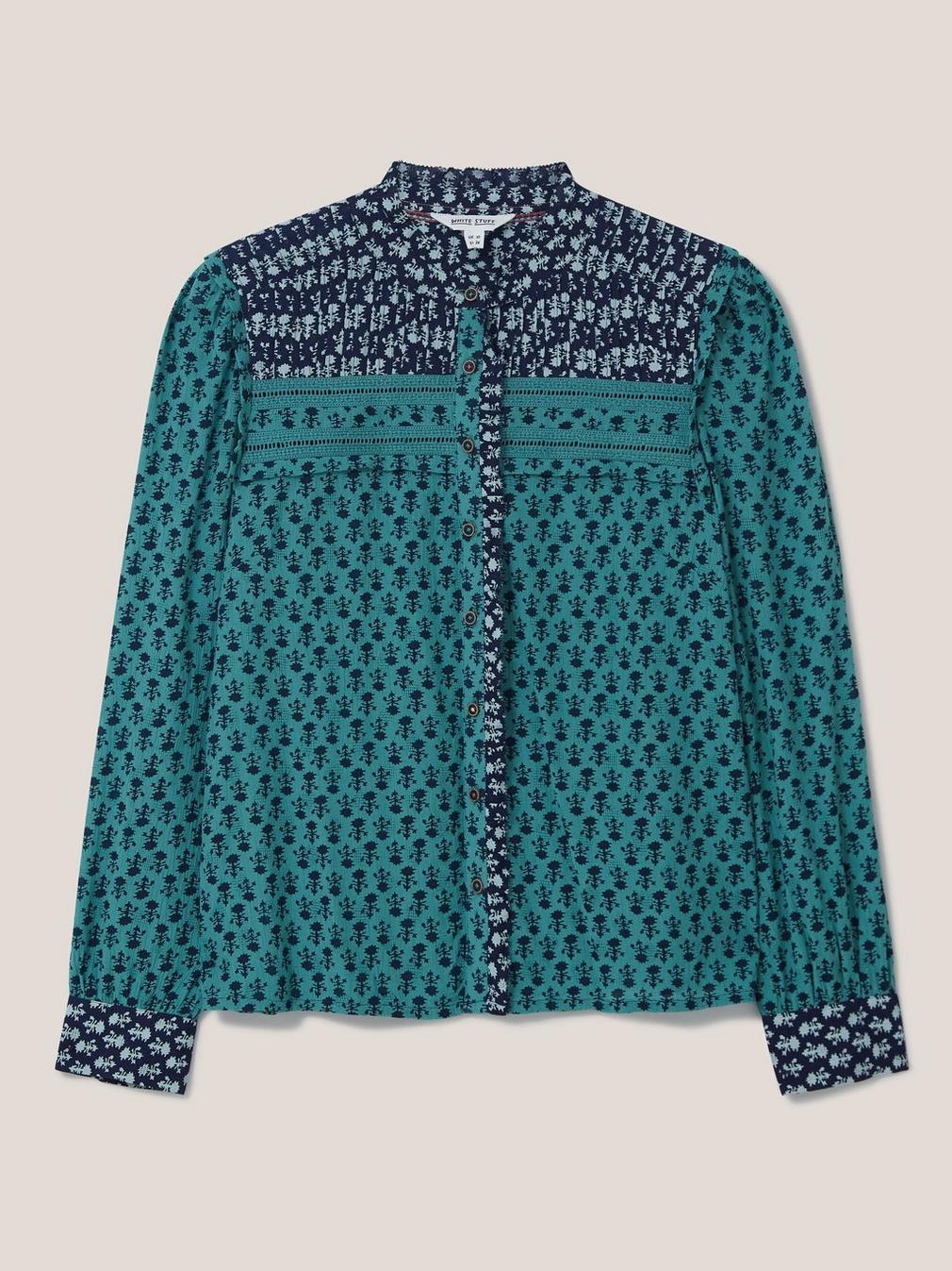 Mabel Mixed Print Shirt in TEAL MLT - FLAT FRONT