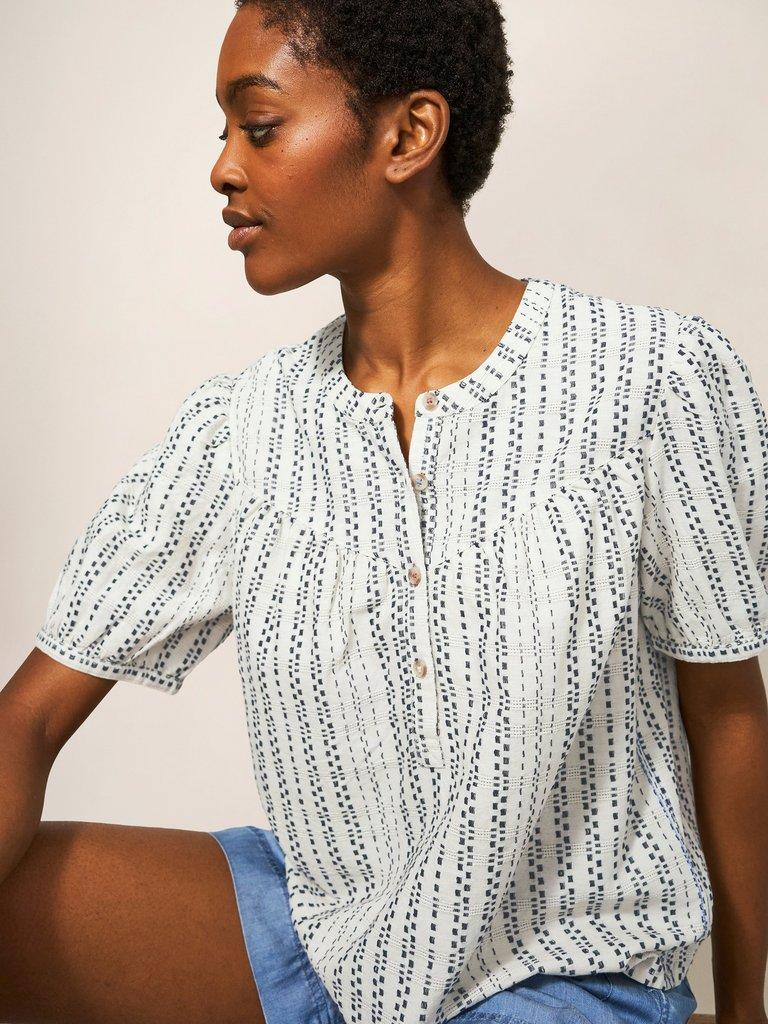 Aria Textured Stripe Top in IVORY MLT - LIFESTYLE