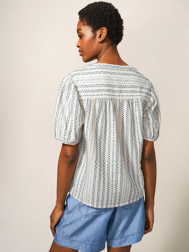Aria Textured Stripe Top in IVORY MLT - MODEL BACK