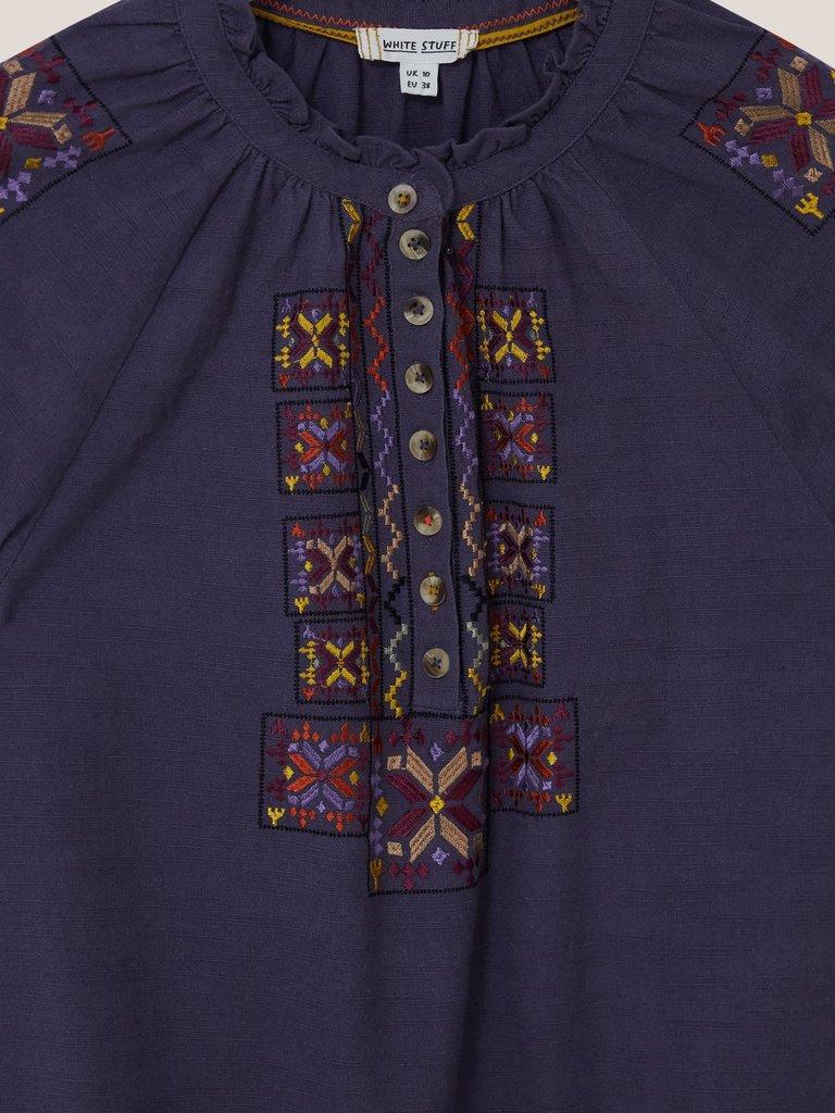 Frida Embroidered Blouse in PURPLE MLT - FLAT DETAIL