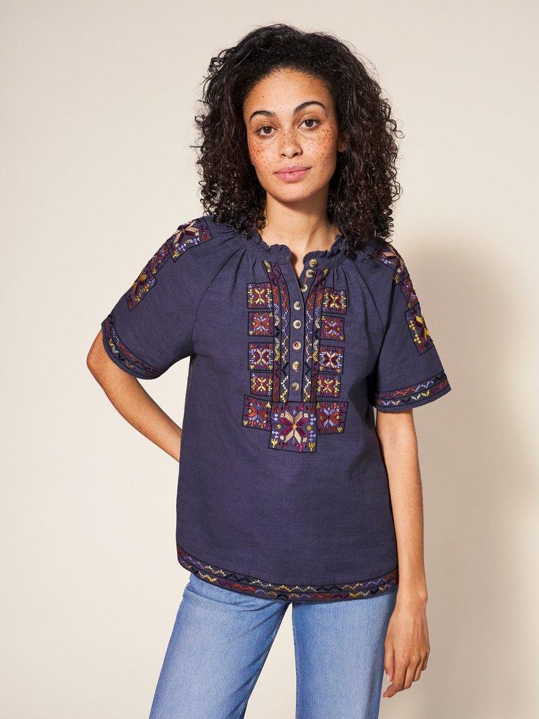 Frida Embroidered Blouse in PURPLE MLT - LIFESTYLE