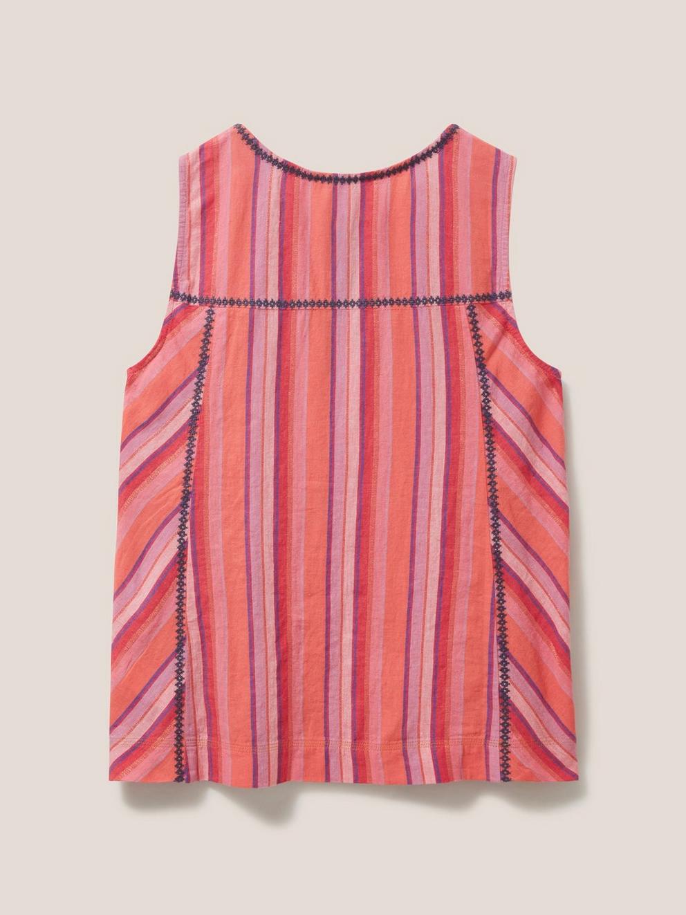 Lisbet Stripe Vest in PINK MLT - FLAT BACK