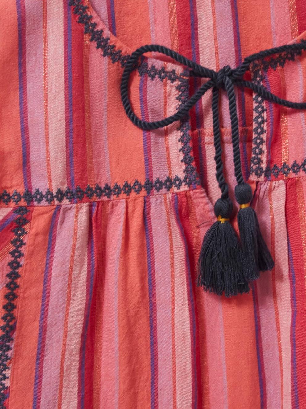 Lisbet Stripe Vest in PINK MLT - FLAT DETAIL