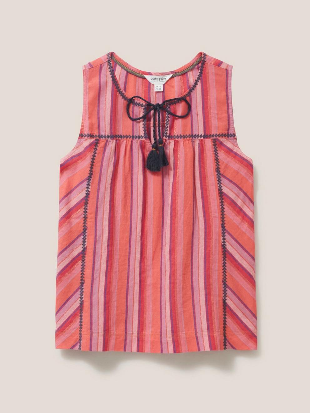 Lisbet Stripe Vest in PINK MLT - FLAT FRONT