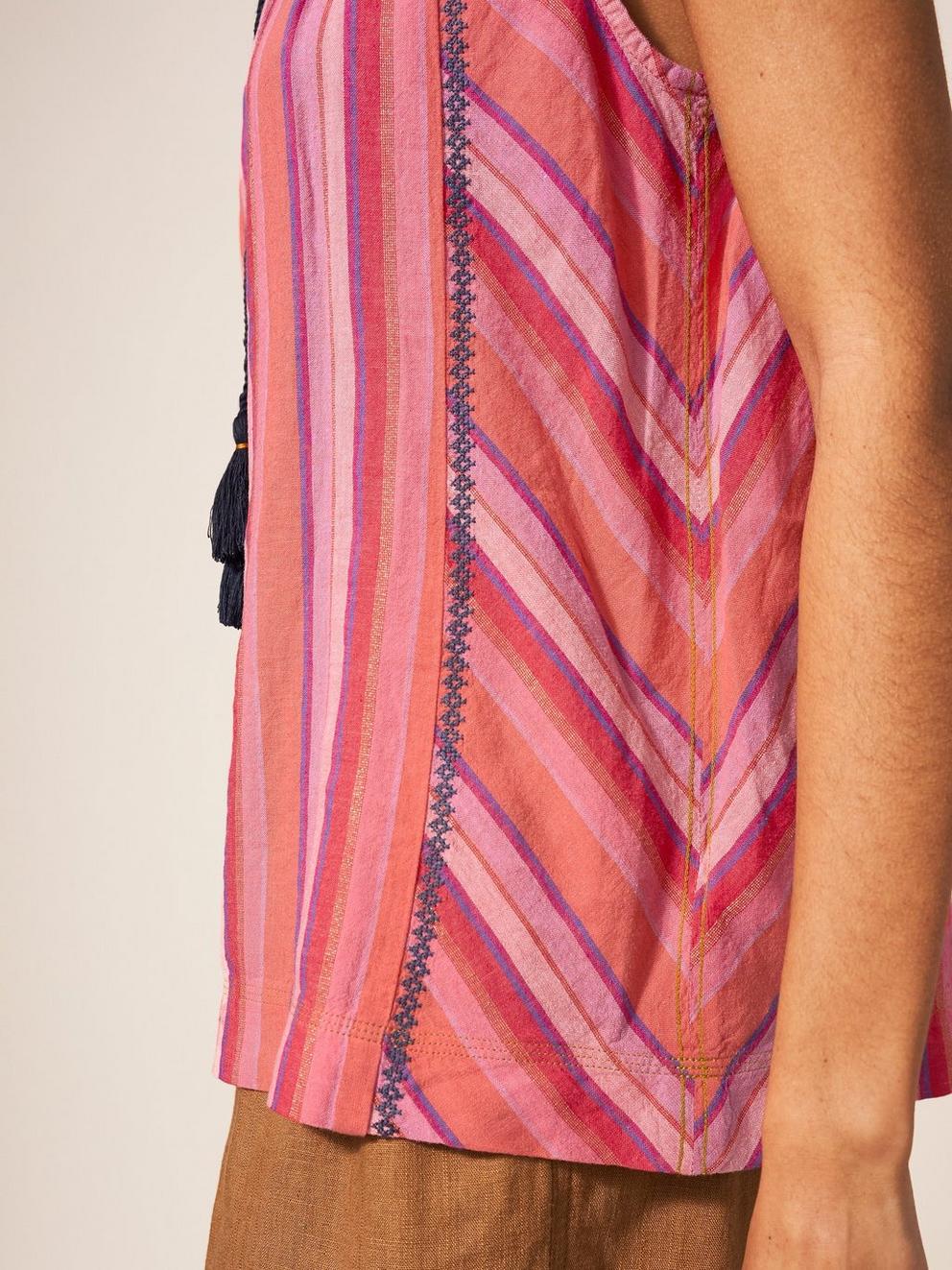 Lisbet Stripe Vest in PINK MLT - MODEL DETAIL