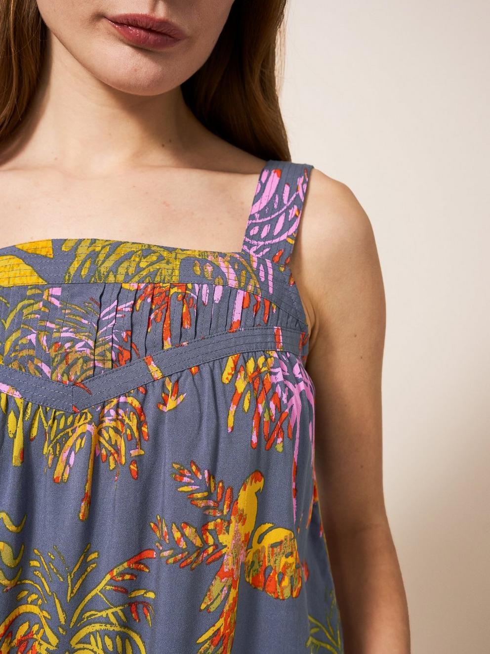 Cordelia Eco Vero Vest in PURPLE MLT - MODEL DETAIL