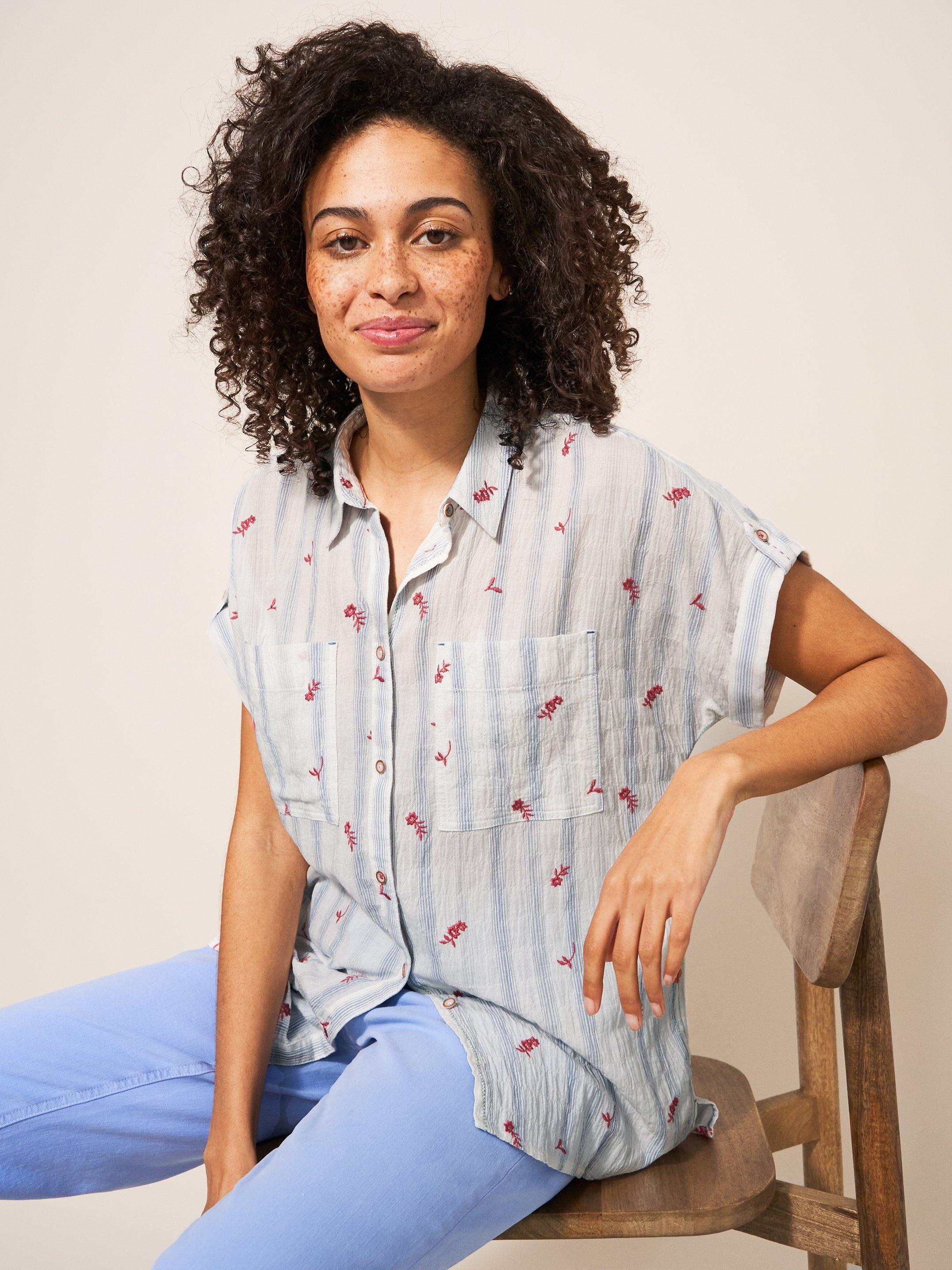 Ella Satin Striped Shirt main image 1