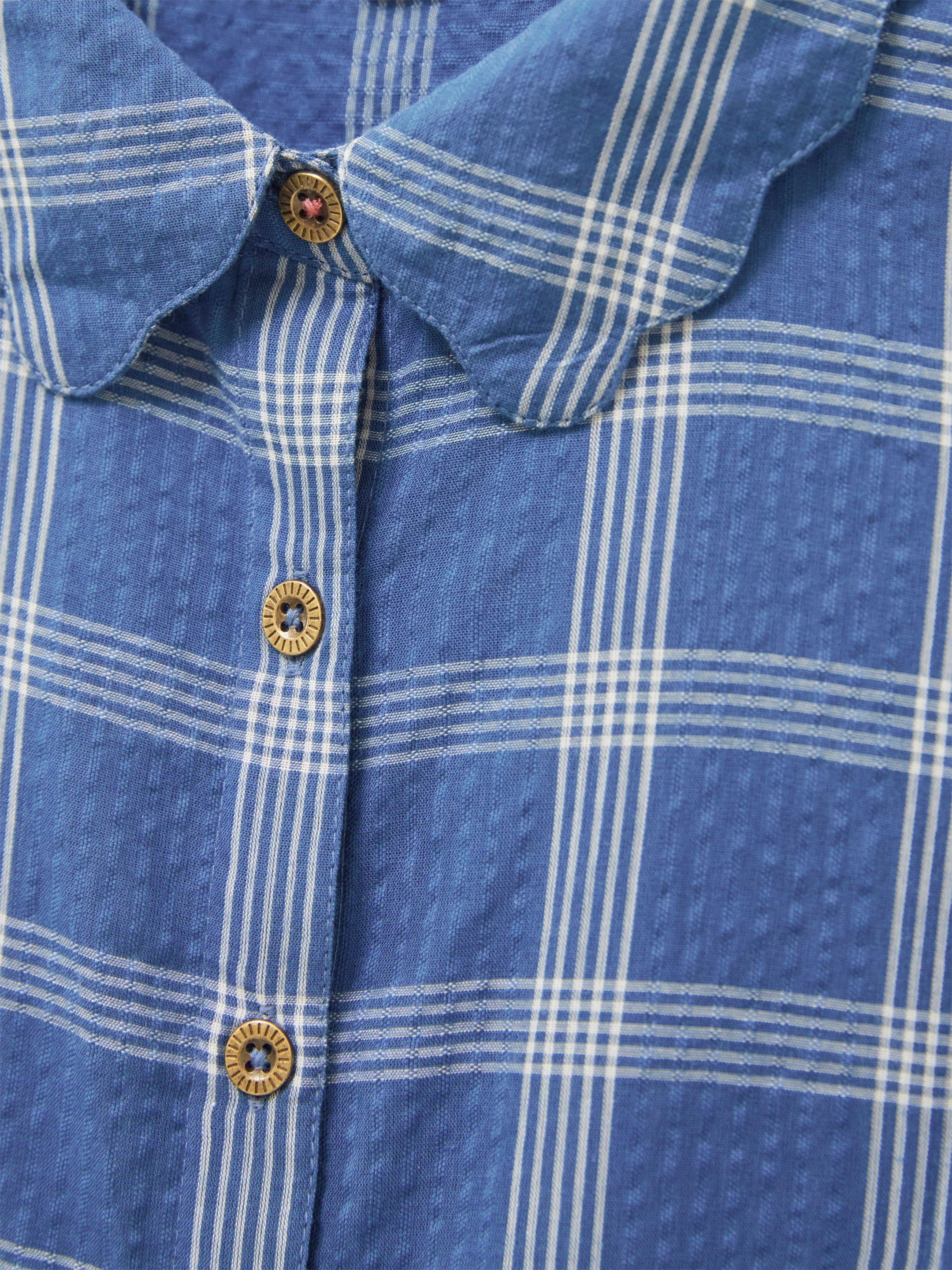 Lizzie Cotton Check Shirt in BLUE MLT - FLAT DETAIL