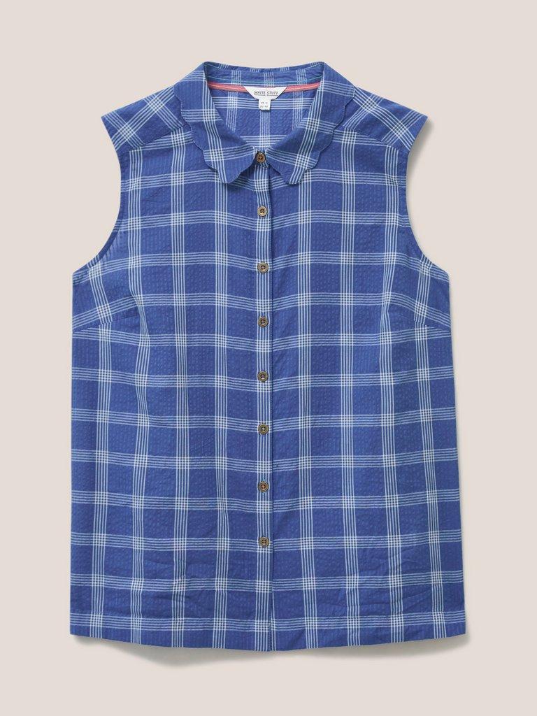 Lizzie Cotton Check Shirt in BLUE MLT - FLAT FRONT
