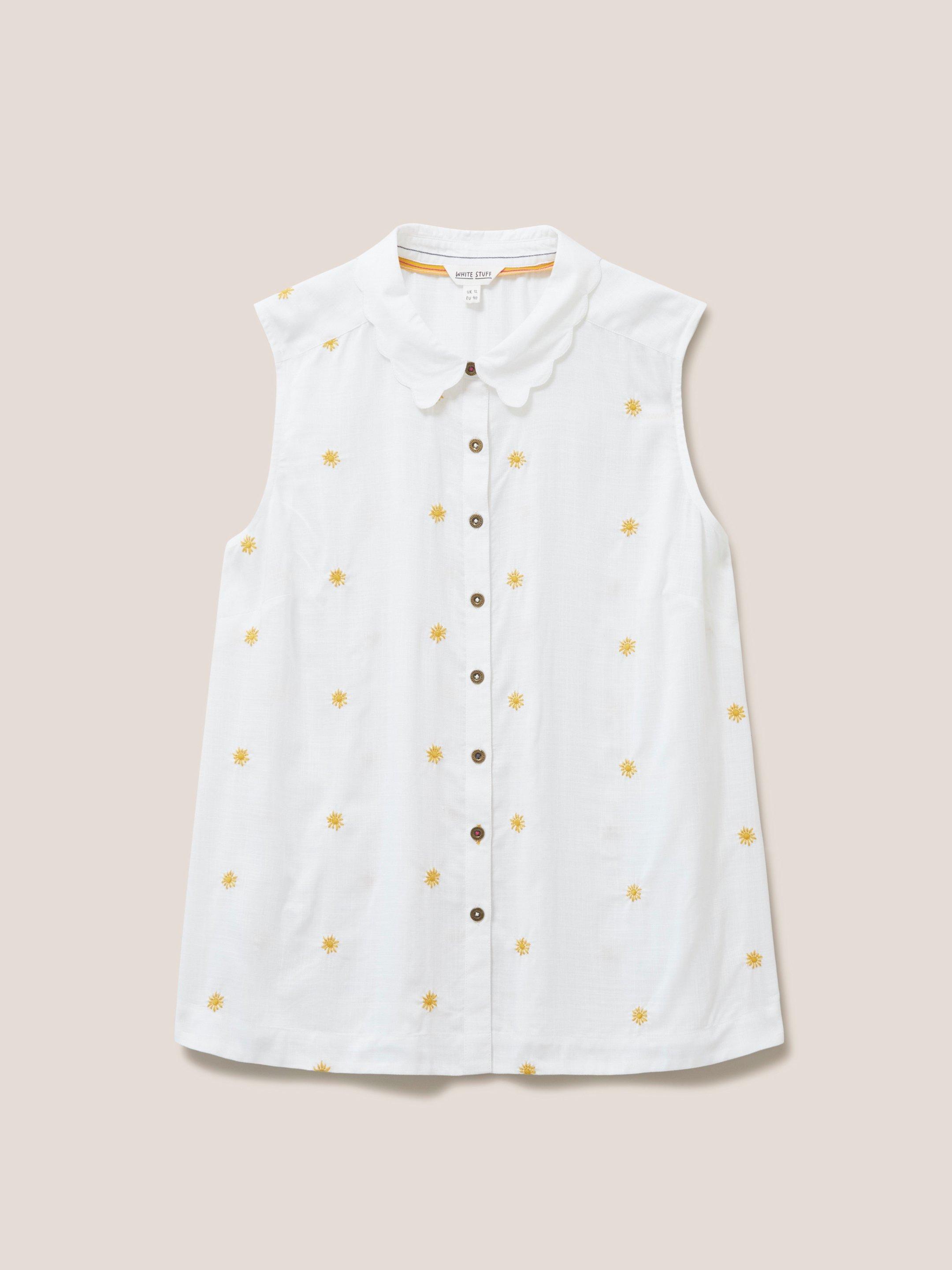 Lizzie Embroidered Shirt in WHITE MLT - FLAT FRONT
