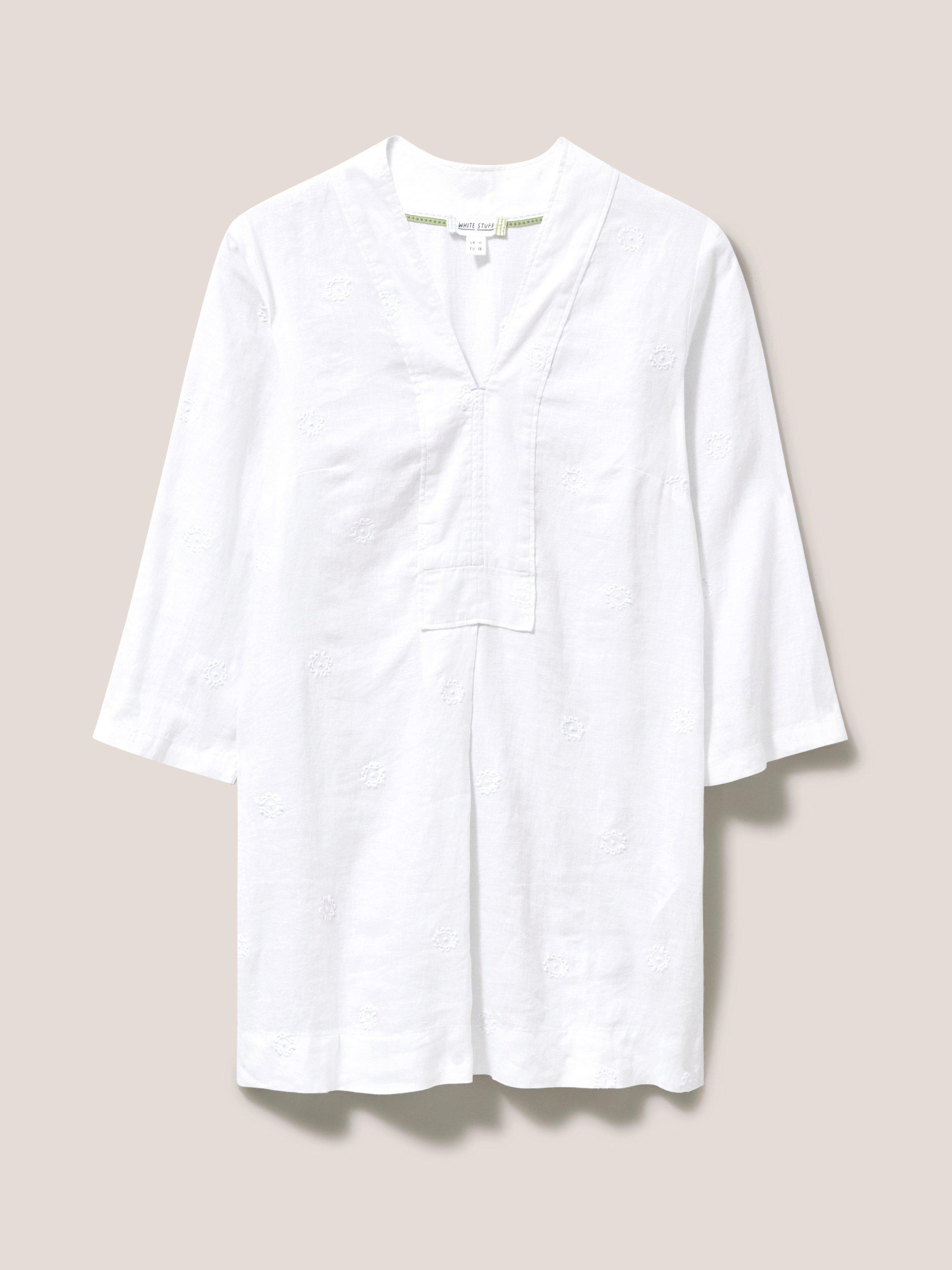 Marianne Linen Tunic in WHITE MLT - FLAT FRONT