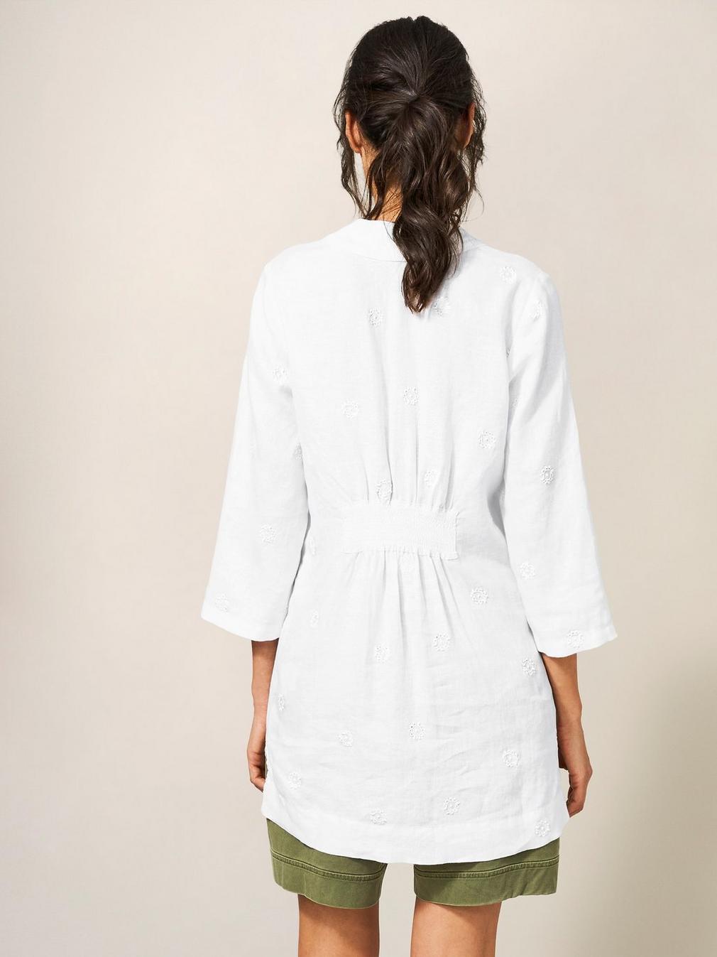 Marianne Linen Tunic in WHITE MLT - MODEL BACK