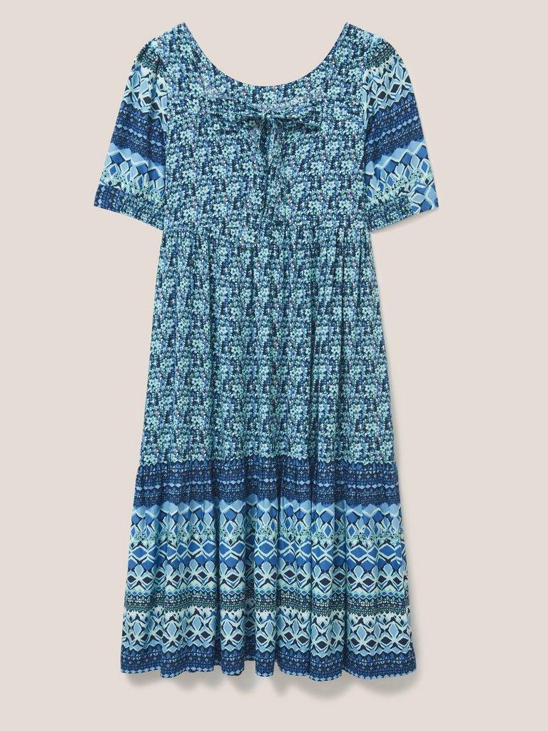 Connie Eco Vero Midi Dress in BLUE MLT - FLAT BACK