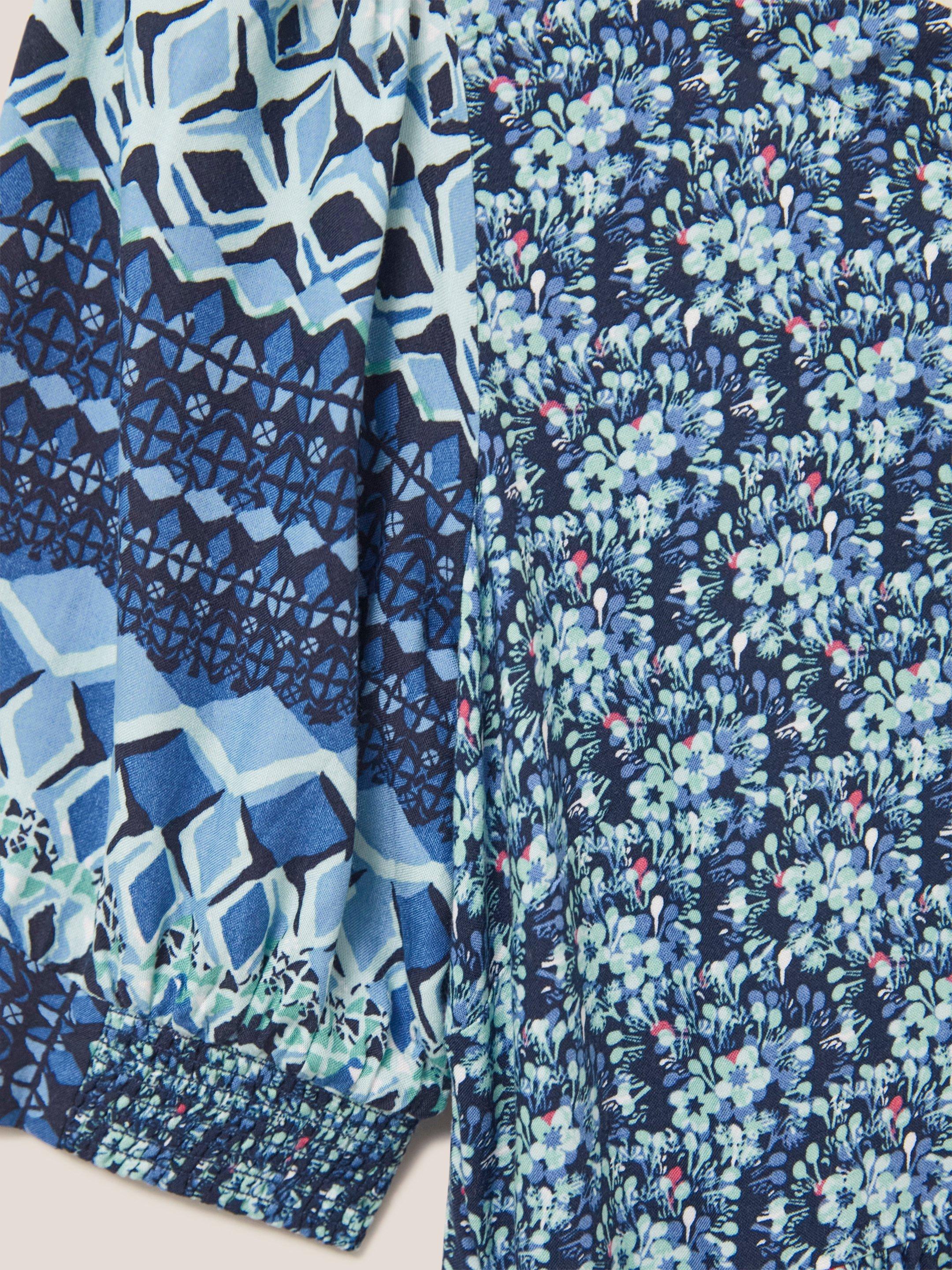 Connie Eco Vero Midi Dress in BLUE MLT - FLAT DETAIL