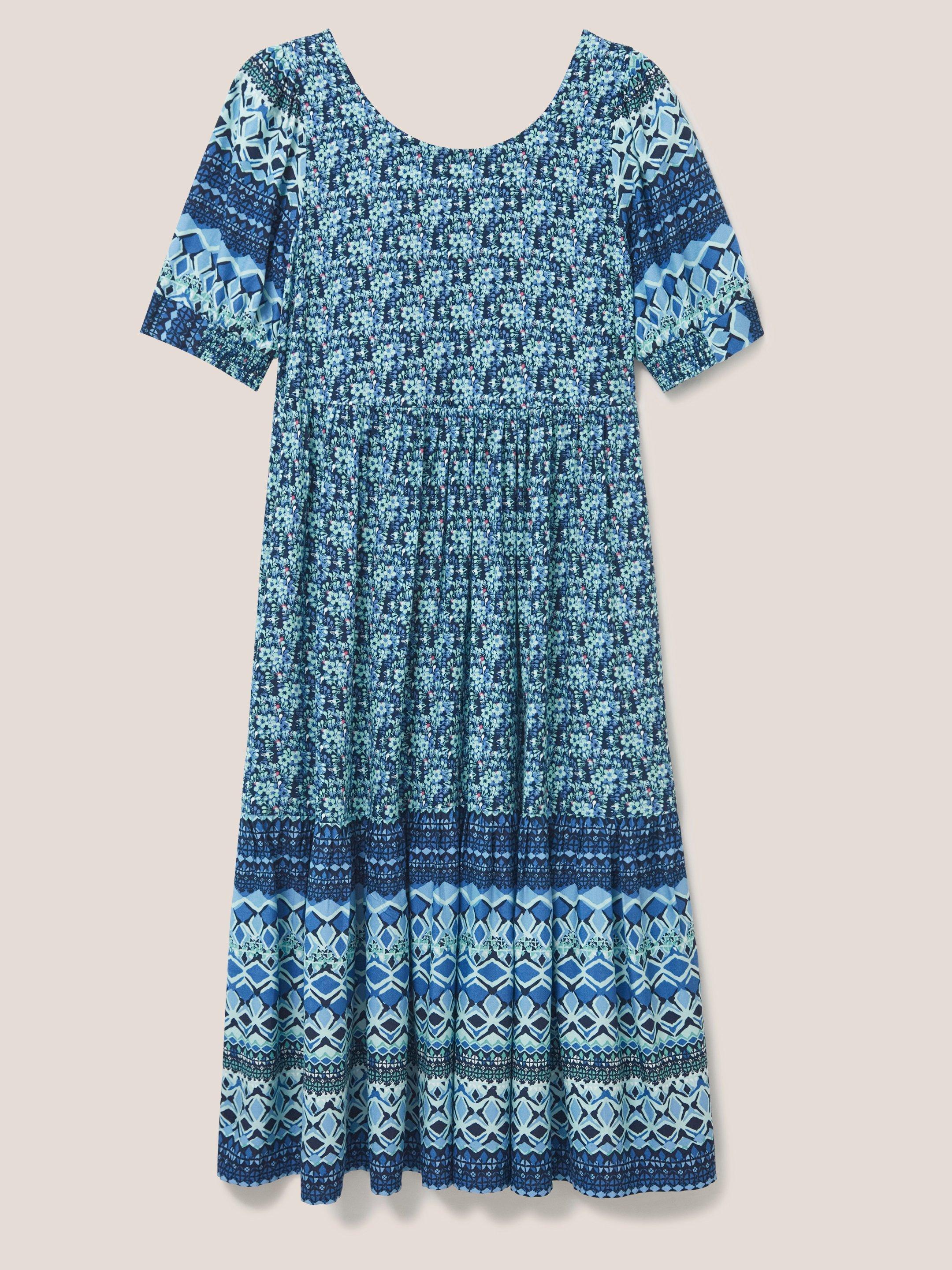 Connie Eco Vero Midi Dress in BLUE MLT - FLAT FRONT