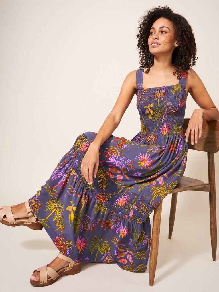 Isabelle Eco Vero Maxi Dress in PURPLE MULTI | White Stuff