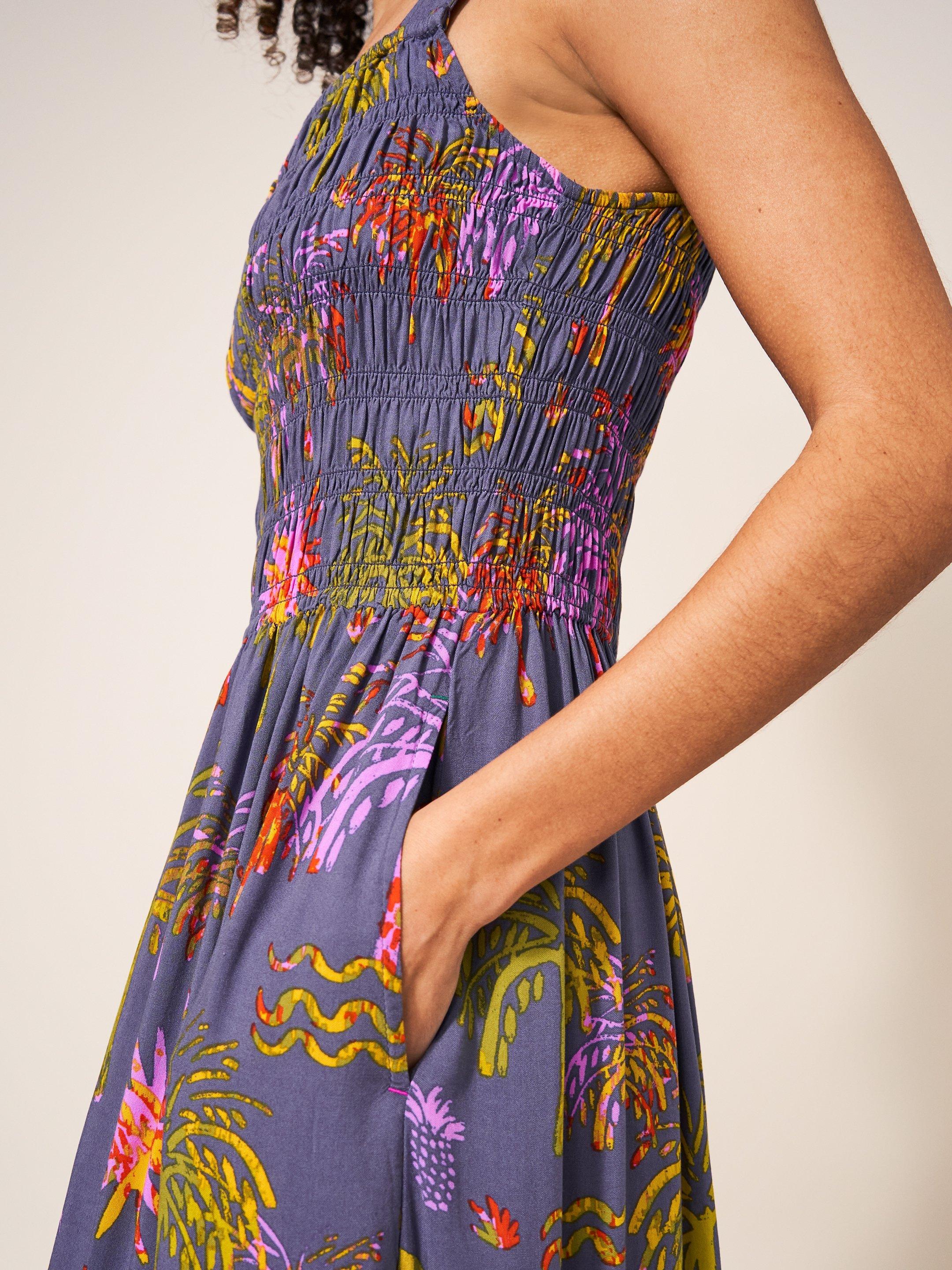Isabelle Eco Vero  Maxi Dress in PURPLE MLT - MODEL DETAIL