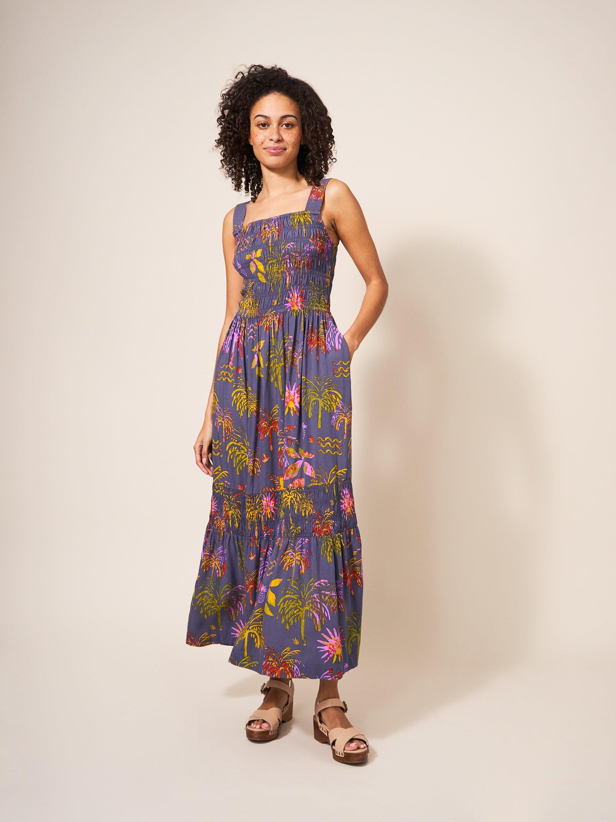 Isabelle Eco Vero  Maxi Dress in PURPLE MLT - MODEL FRONT