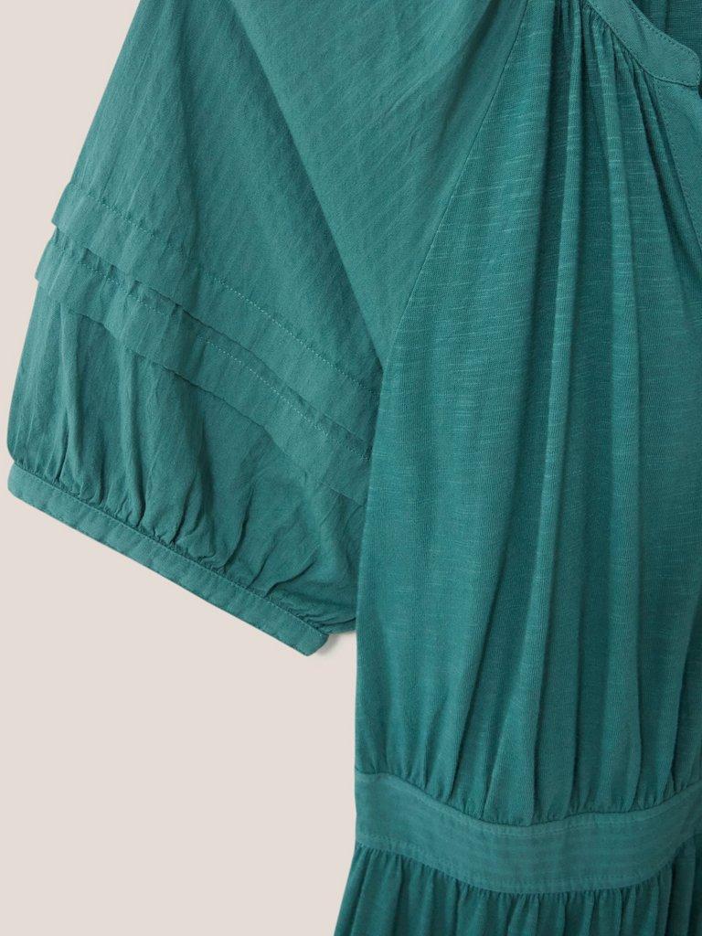 Hallie Jersey Midi Dress in MID TEAL - FLAT DETAIL
