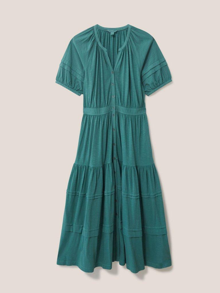 Hallie Jersey Midi Dress in MID TEAL - FLAT FRONT
