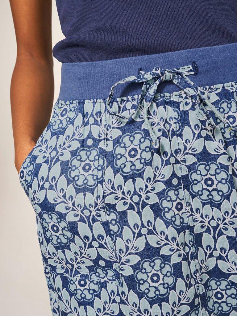 Effie Linen Skirt in BLUE MLT - MODEL DETAIL