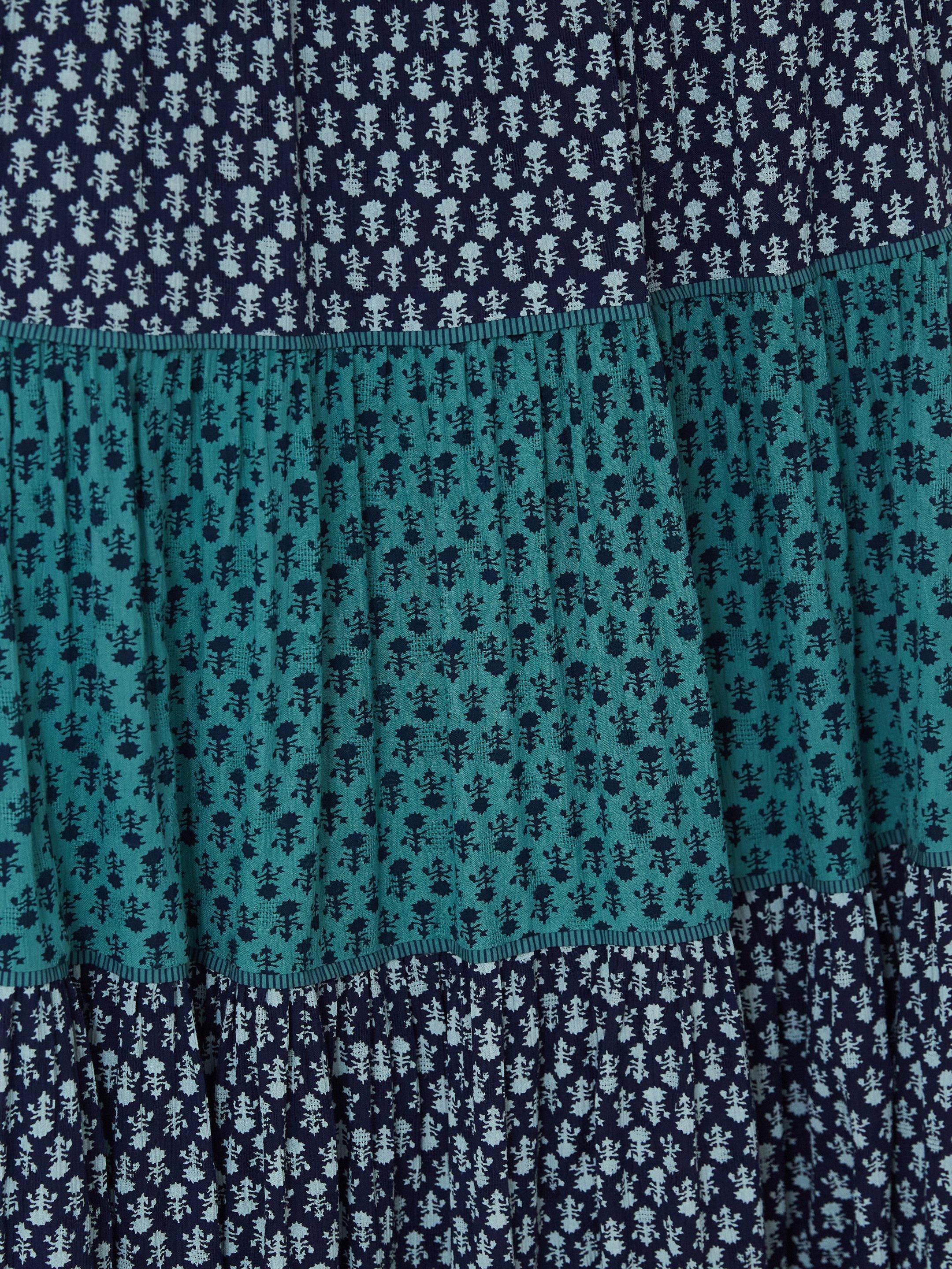 Mabel Mixed Print Midi Skirt in NAVY MULTI - FLAT DETAIL